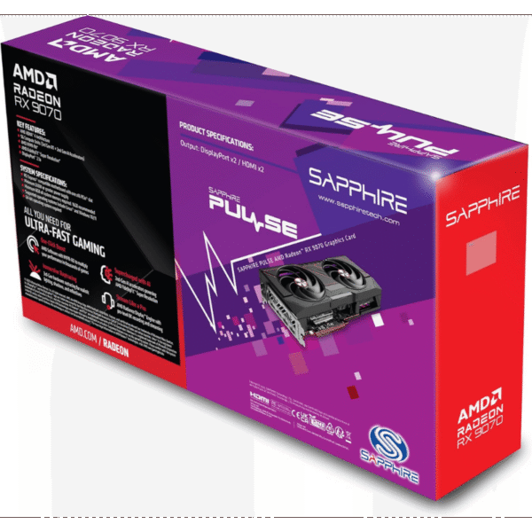 SAPPHIRE – Carte graphique – PURE AMD RADEON™ RX 9070 XT GAMING OC – 16 GB – Dual HDMI / Dual DP – Image 2
