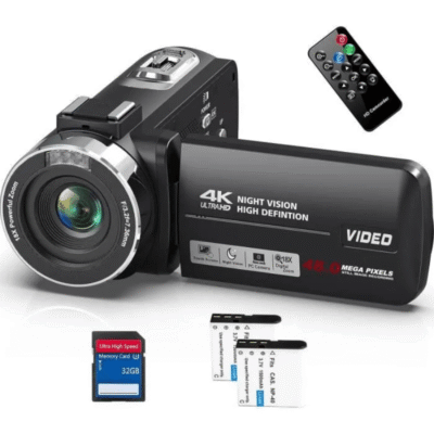 BAZARLAND30.Caméscope 4K Caméra vidéo 48MP 30FPS Vision Nocturne Infrarouge Zoom Numérique 18X