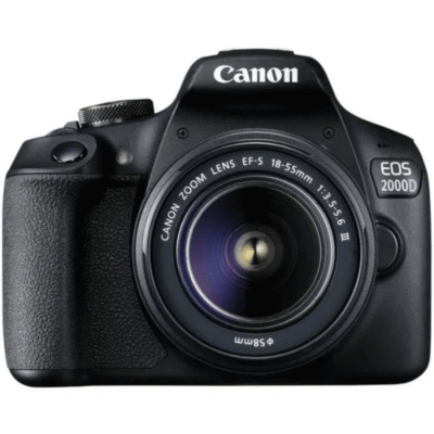 CANON – Appareil photo Reflex EOS 2000D + Objectif 18-55mm EF-S 18-55 DC III – 24 Mpixels – Vidéo Full HD 1080p – Ecran 7,5cm
