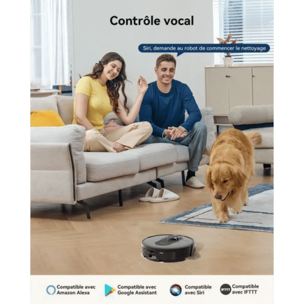 Proscenic Q8 Max- Aspirateur Robot Laveur 2 en 1 – 6000Pa – Station Auto-Vidage3L – 200 Min – Navigation LiDAR – Connecté Alexa, – Image 6