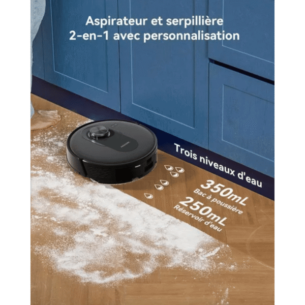 Proscenic Q8 Max- Aspirateur Robot Laveur 2 en 1 – 6000Pa – Station Auto-Vidage3L – 200 Min – Navigation LiDAR – Connecté Alexa, – Image 5