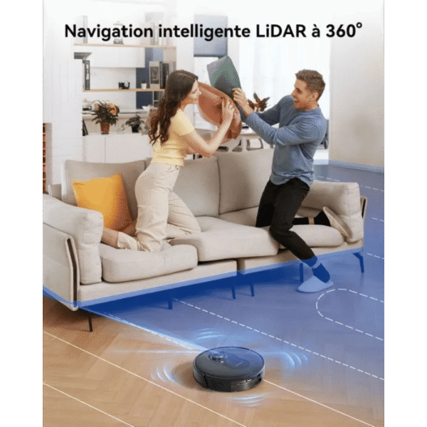 Proscenic Q8 Max- Aspirateur Robot Laveur 2 en 1 – 6000Pa – Station Auto-Vidage3L – 200 Min – Navigation LiDAR – Connecté Alexa, – Image 3