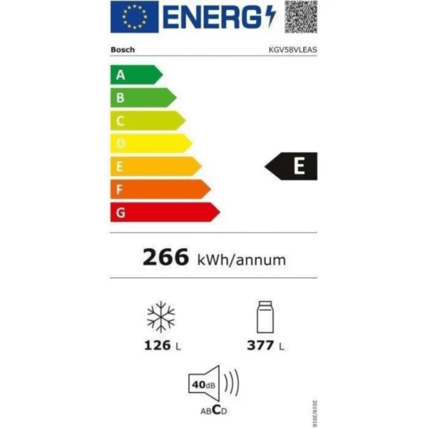 BOSCH KGV58VLEAS - Réfrigérateur combiné - 500 L (376 L + 124 L) - Froid low frost grande capacité- L 70 x H 191 cm - Inox – Image 2
